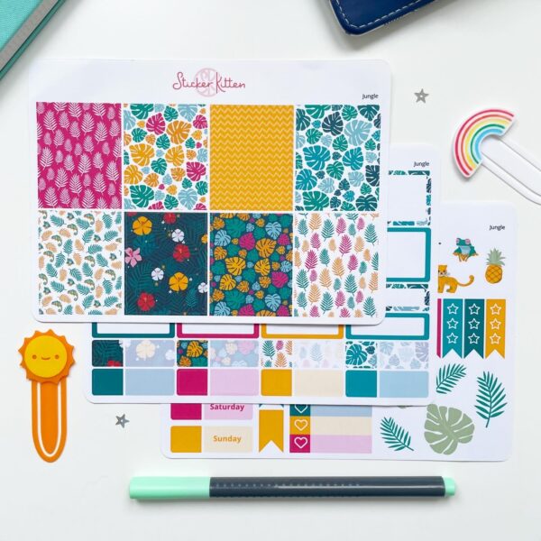 Tropical mini weekly planner sticker kit by StickerKitten