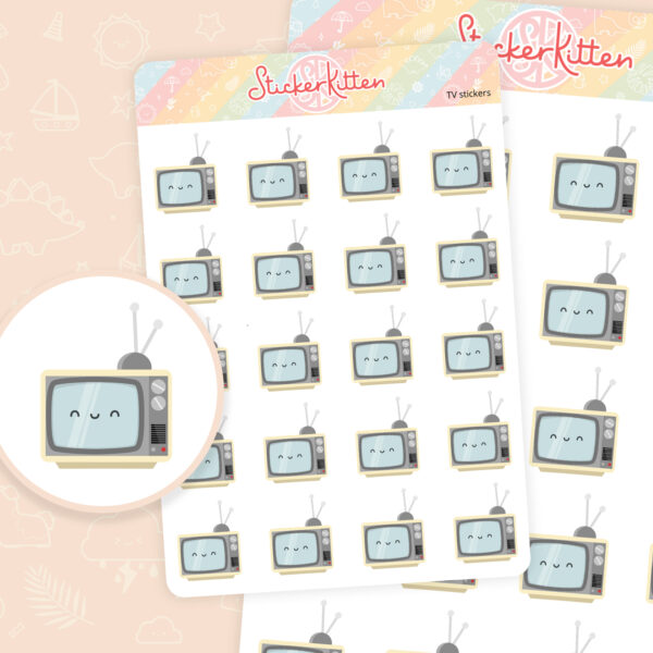 Cute Retro TV Stickers by StickerKitten