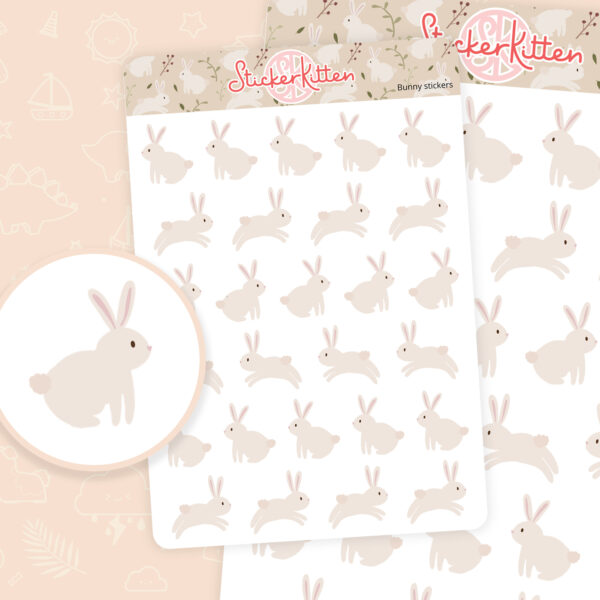 Cute bunny stickers - one sheet of pet rabbit planner stickers by StickerKitten