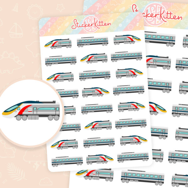 Cute high speed train stickers by StickerKitten UK