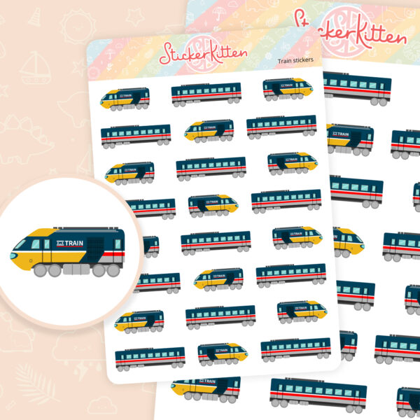 Cute passenger train stickers by StickerKitten UK