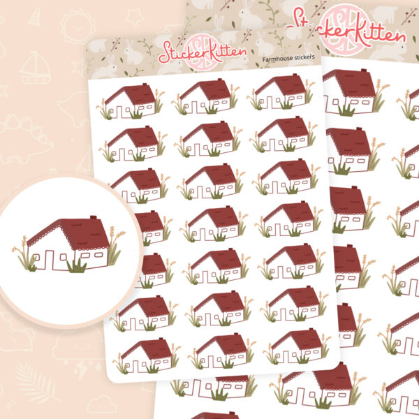 Farmhouse stickers – sheet of cute cottage stickers by StickerKitten UK