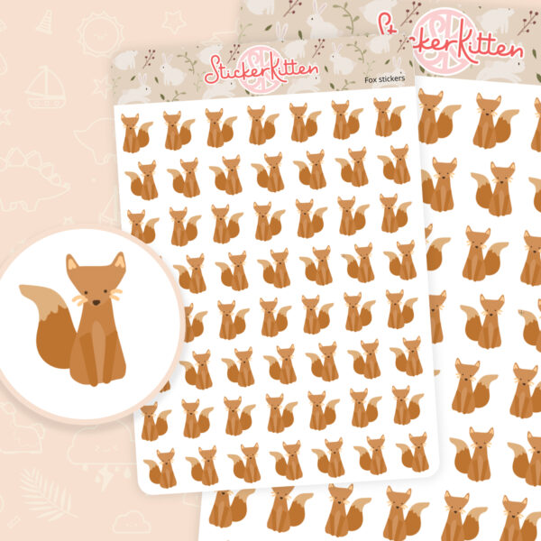 Cute fox stickers – planner sticker sheet by StickerKitten UK