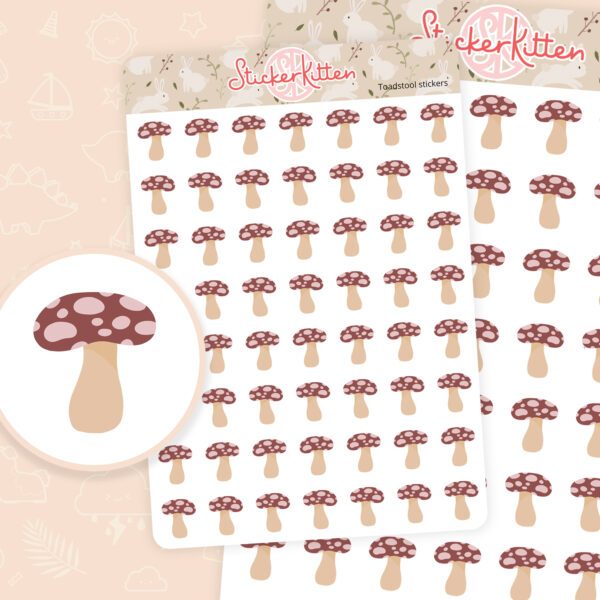 Cute Woodland Toadstool Stickers by StickerKitten UK