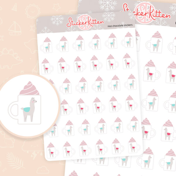 Hot chocolate mini mug icon stickers by StickerKitten UK