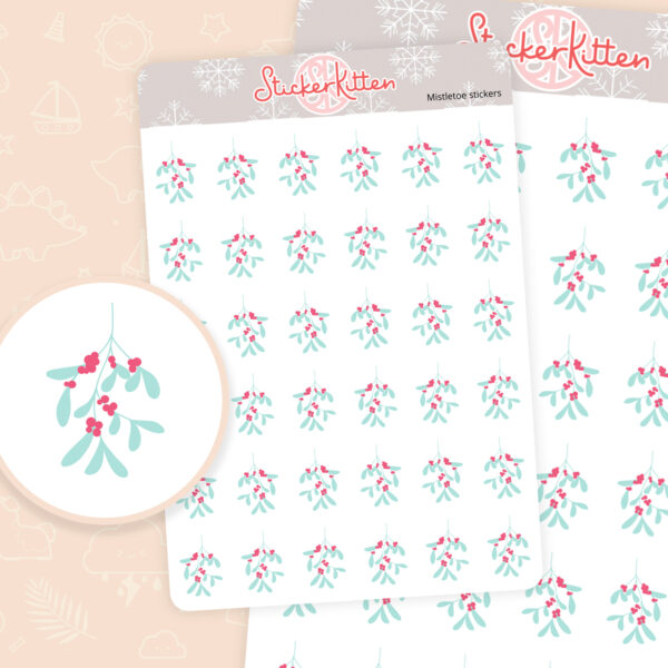 Mistletoe stickers by StickerKitten UK