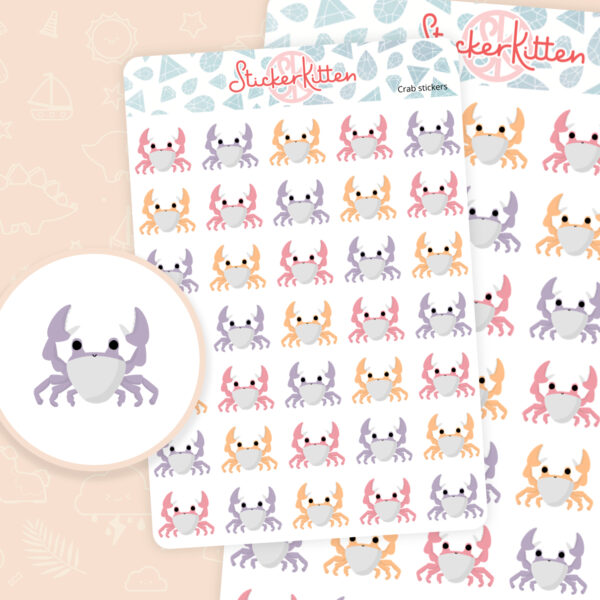 Cute crab stickers – planner stickers by StickerKitten UK