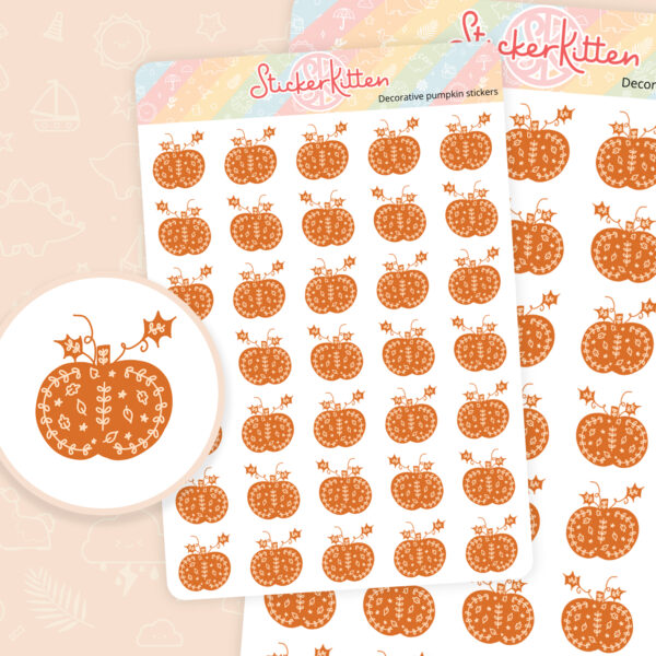 Decorative pumpkin stickers by StickerKitten