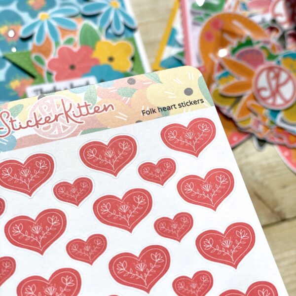 Close up of pretty golf heart valentines stickers