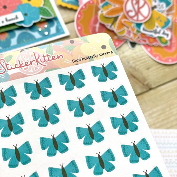 Blue butterfly stickers by StickerKitten UK