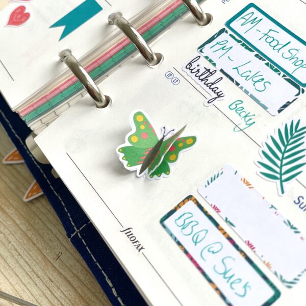 Green butterfly sticker planner page