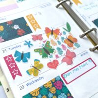 Colourful butterfly stickers planner page