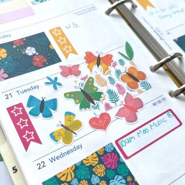 Colourful butterfly stickers planner page