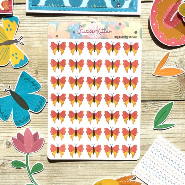 Red and orange butterfly stickers