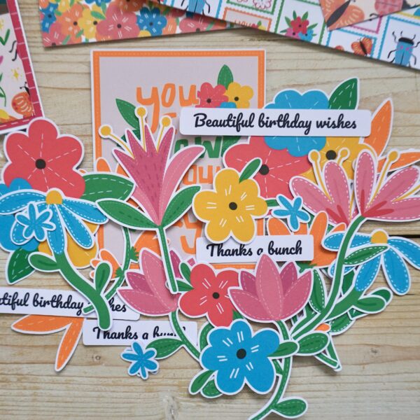 Floral ephemera – flowers and sentiments, cardmaking toppers by StickerKitten