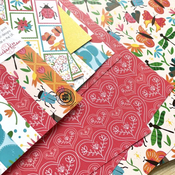 Folk heart patterned paper from the Bold Floral paper pack by StickerKitten