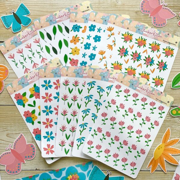 StickerKitten Bold Floral sticker bundle - 11 sheets of flower planner stickers