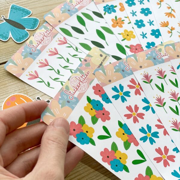 StickerKitten Bold Floral sticker bundle - close up of stitched bouquet flower stickers