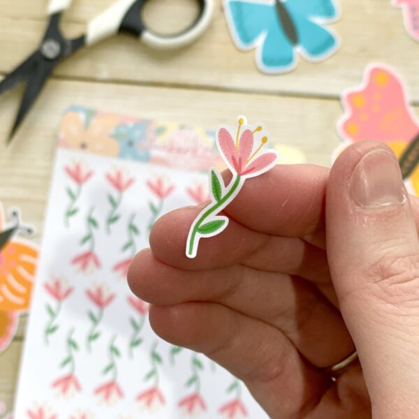 Pink flower sticker