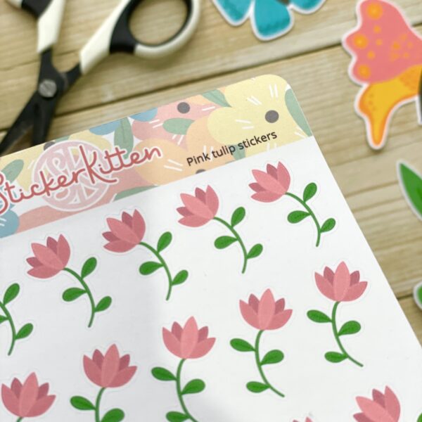 Pink tulip stickers by StickerKitten