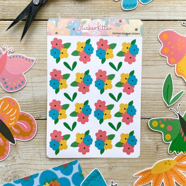 Stitched bouquet floral planner stickers by StickerKitten