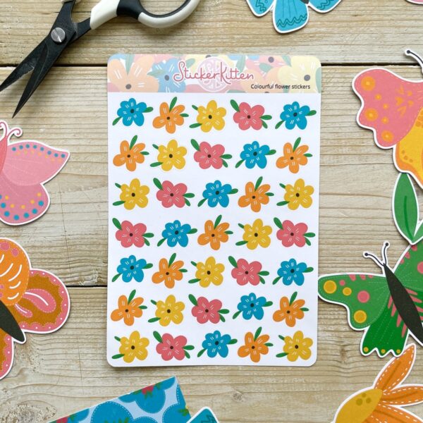 Colourful flower stickers by StickerKitten UK