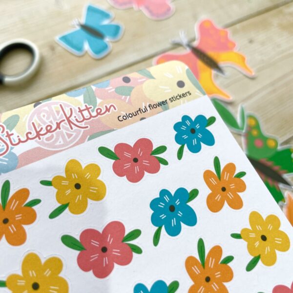 Colourful flower stickers by StickerKitten UK