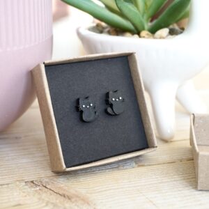 Mini Black Cat Earrings