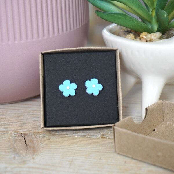 Cute blue flower earrings by StickerKitten UK