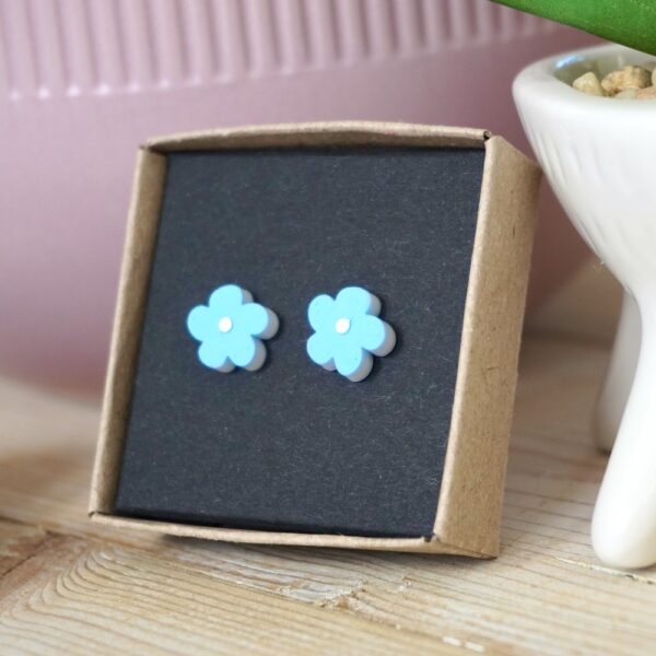 Cute blue flower earrings by StickerKitten UK