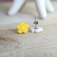 Cute Yellow Flower Earrings by StickerKitten UK