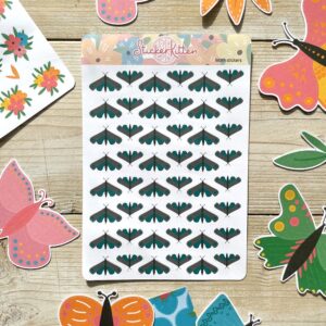 Green and Brown Moth Stickers