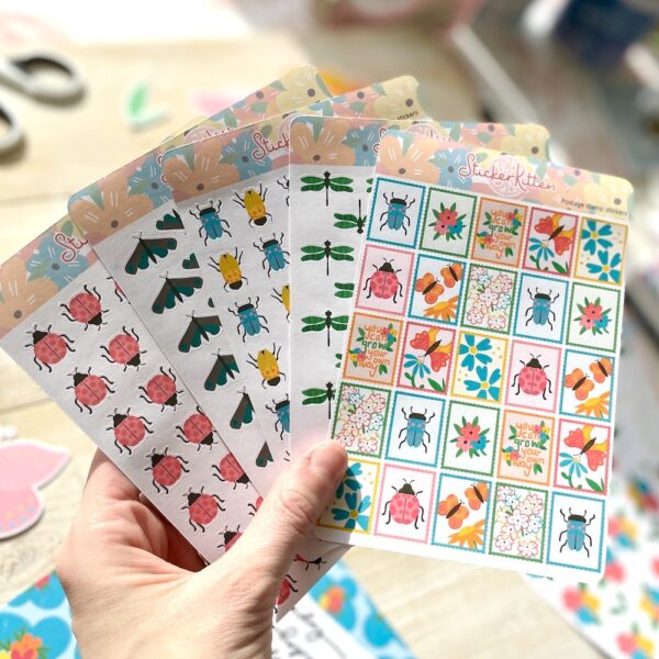 Sheets of bug stickers