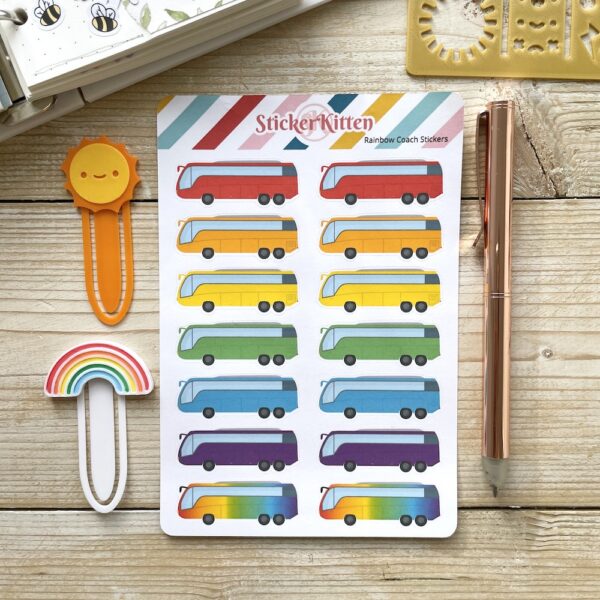 Rainbow coach stickers by StickerKitten UK