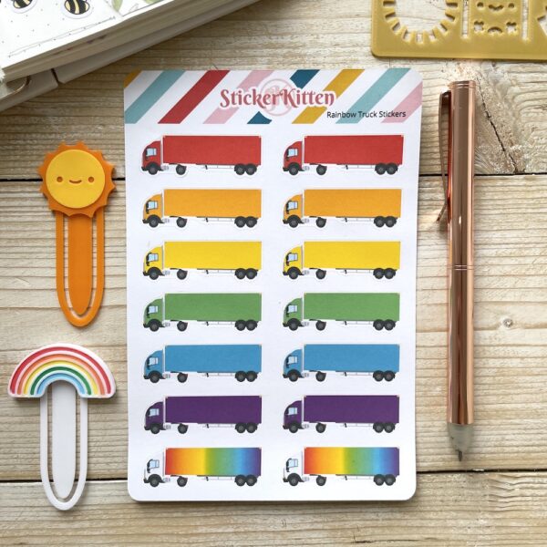 Rainbow truck stickers by StickerKitten UK