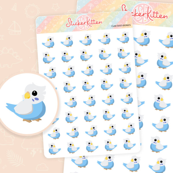 Cute bird stickers - sheet of kawaii bird stickers by StickerKitten UK