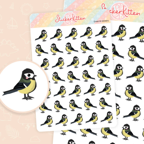 Great tit stickers - UK garden bird stickers by StickerKitten UK