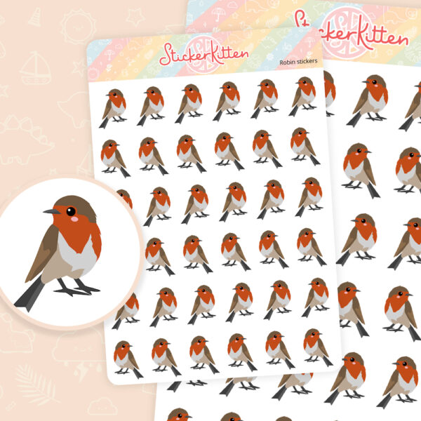 Robin stickers - UK garden bird stickers by StickerKitten UK