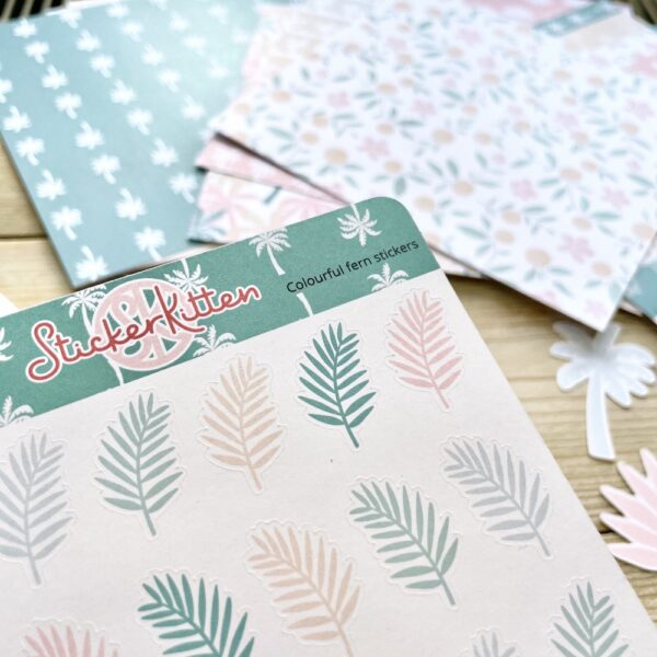 Colourful fern planner stickers by StickerKitten UK