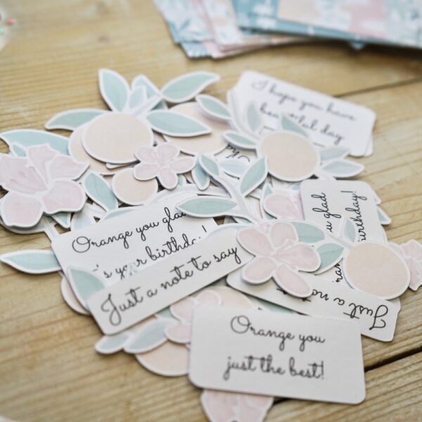 Orange blossom ephemera - cardmaking and scrapbooking toppers by StickerKitten UK