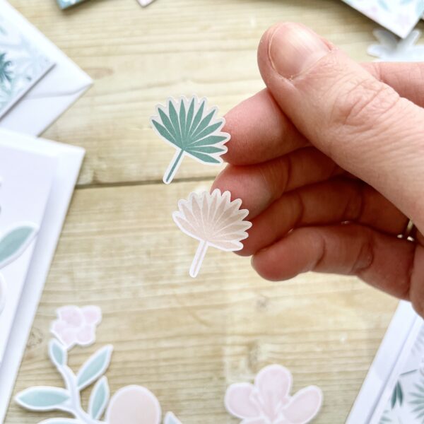 Cute palm frond stickers - green and pink