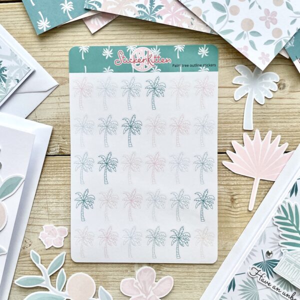 Palm tree outline stickers - tropical palm house theme stickers by StickerKitten UK