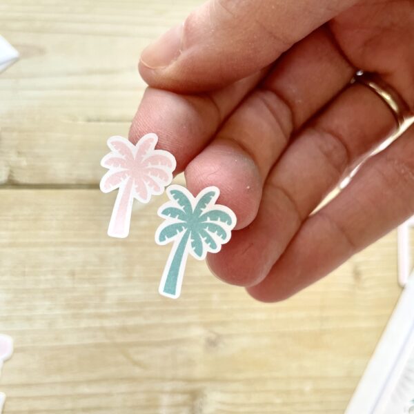 Cute palm house stickers - green and pink