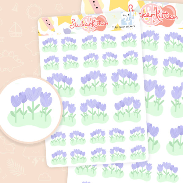 Tulip Patch stickers - cute kawaii gardening planner stickers by StickerKitten UK