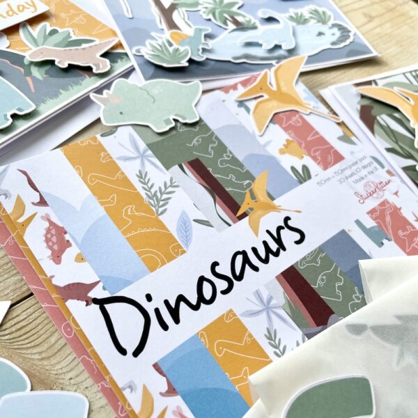 Dinosaurs papercraft bundle - 6x6 paper pack and three ephemera packs