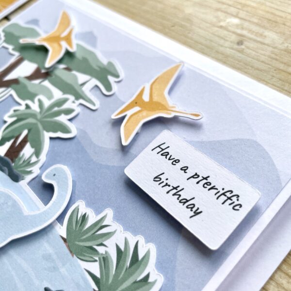 Have a pteriffic birthday - close up of pteranodon card