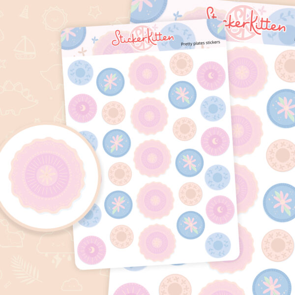 Pretty Plate stickers - afternoon tea and tea part themes planner stickers by StickerKitten UK