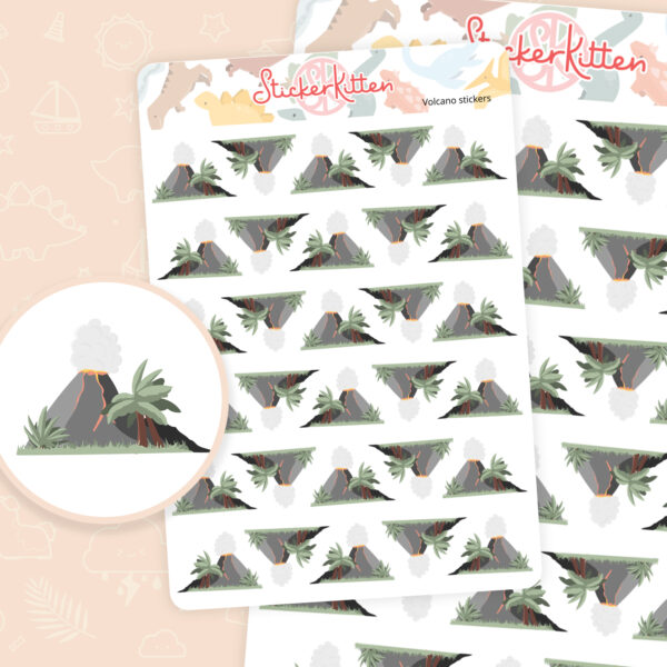 Volcano stickers - cute planner stickers by StickerKitten UK