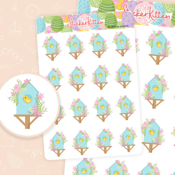 Cute bird house stickers by StickerKitten UK