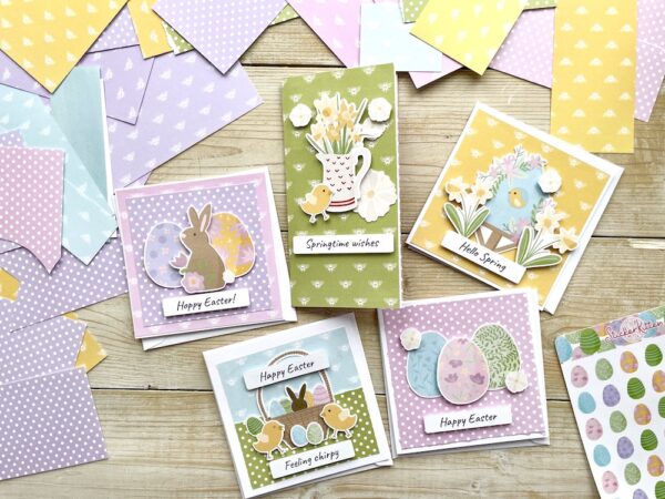 Five Easter themed handmade cards